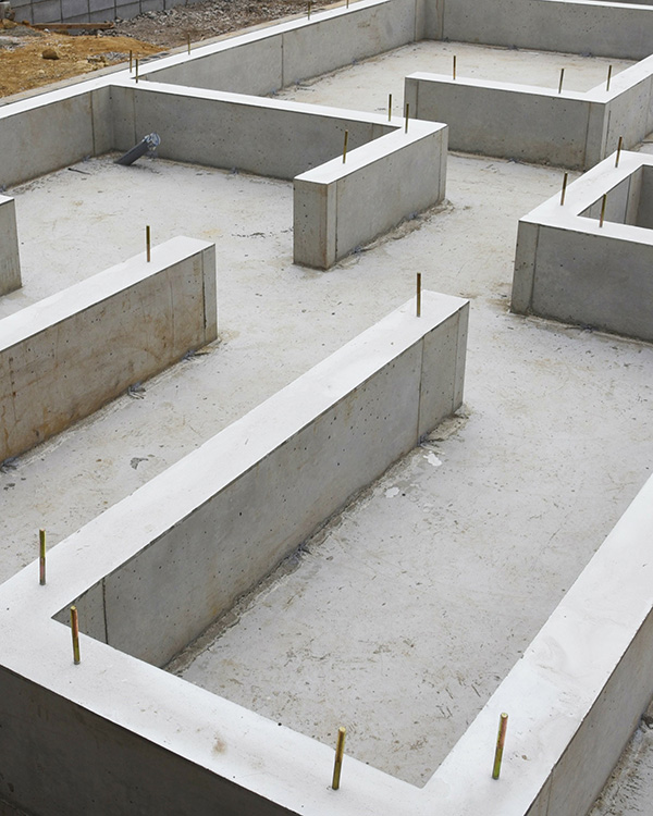 Concrete foundation at a construction site in Berkshire