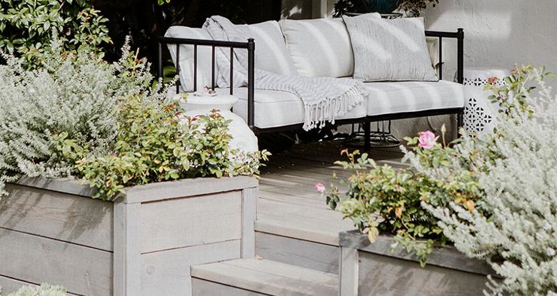 elevated garden seating area