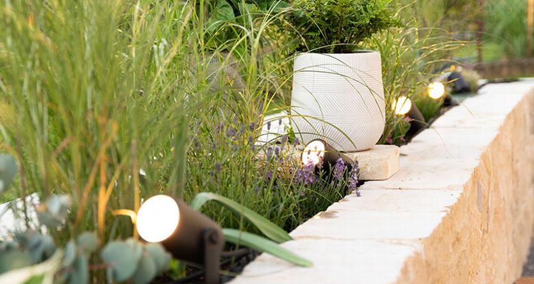 garden lights in flower beds