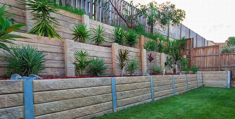 retaining walls in tiered garden structure